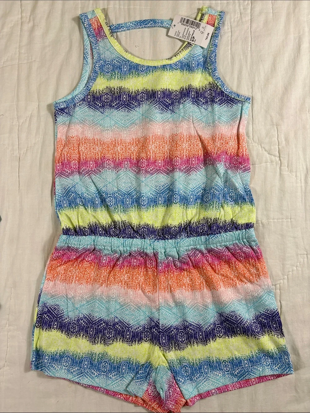 The Childrens Place Girls Romper 2‎ Pack Blue Multi Color Geometric Size 5/6 S